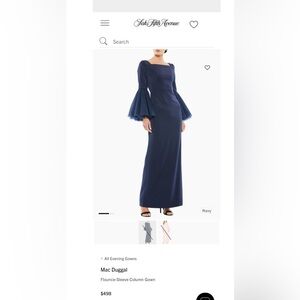 Mac Duggal Women’s Flounce Sleeve Square Neck Formal Gown Party Wedding Size 2